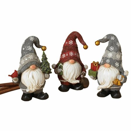 THE GERSON COMPANIES Gerson  Holiday Gnome Indoor Christmas Decor, Assorted Color, 6PK 9070275